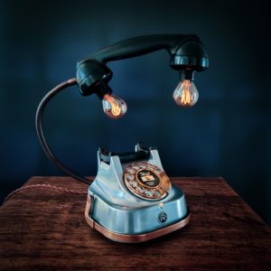 upcycling old telephone into lamp